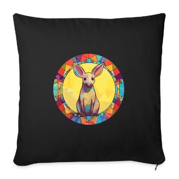 Aardvark vitrail coloré dessin animé Kawaii Ani - Housse de coussin décorative 45 x 45 cm - noir - Devant