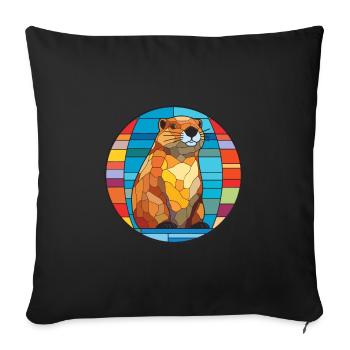Biber Buntglas Bunte Karikatur Kawaii Anima - Sofakissenbezug 45 x 45 cm - Schwarz - Vorne