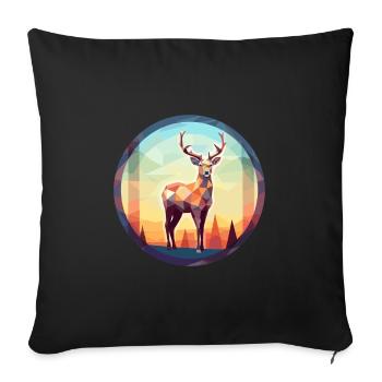 Cerf vitrail coloré dessin animé Kawaii Animal - Housse de coussin décorative 45 x 45 cm - noir - Devant