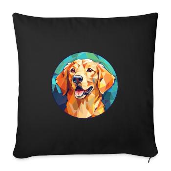 Golden Retriever Dog Stained Glass Colorful Cartoo - Sofa pillowcase 17,3'' x 17,3'' (45 x 45 cm) - black - Front