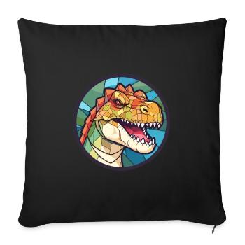 Dinosaur Stained Glass Colorful Cartoon Kawaii Ani - Sofa pillowcase 17,3'' x 17,3'' (45 x 45 cm) - black - Front