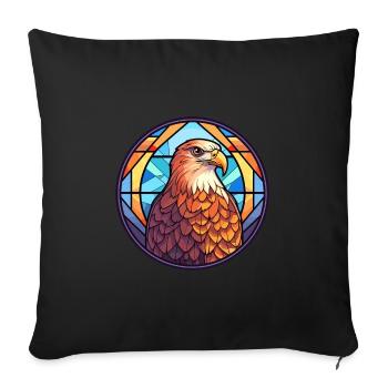 Hawk Stained Glass Colorful Cartoon Kawaii Animal - Sofa pillowcase 17,3'' x 17,3'' (45 x 45 cm) - black - Front