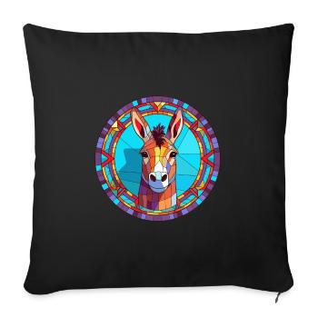 Donkey Stained Glass Colorful Cartoon Kawaii Anima - Sofa pillowcase 17,3'' x 17,3'' (45 x 45 cm) - black - Front