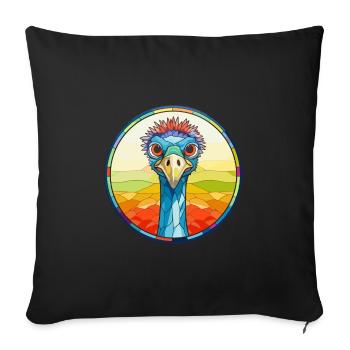 Emu Stained Glass Colorful Cartoon Kawaii Animal - Sofa pillowcase 17,3'' x 17,3'' (45 x 45 cm) - black - Front