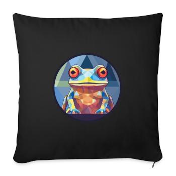 Grenouille vitrail coloré dessin animé Kawaii Animal - Housse de coussin décorative 45 x 45 cm - noir - Devant