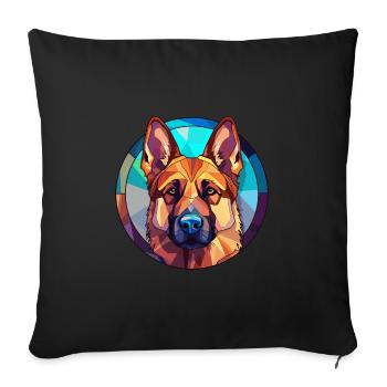 German Shepherd Dog Stained Glass Colorful Cartoon - Sofa pillowcase 17,3'' x 17,3'' (45 x 45 cm) - black - Front