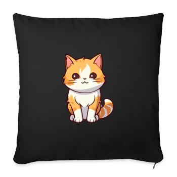 Katze niedliche Karikatur Kawaii Aquarell Tier Haustier - Sofakissenbezug 45 x 45 cm - Schwarz - Vorne