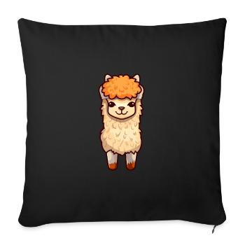 Alpaga mignon dessin animé kawaii aquarelle animal animal de compagnie - Housse de coussin décorative 45 x 45 cm - noir - Devant