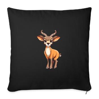Antilope mignon dessin animé kawaii aquarelle Animal de compagnie - Housse de coussin décorative 45 x 45 cm - noir - Devant