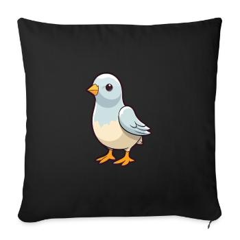 Colombe Mignon Dessin Animé Kawaii Aquarelle Animal Animal De Compagnie - Housse de coussin décorative 45 x 45 cm - noir - Devant