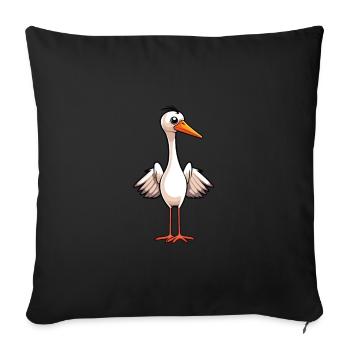 Crane Cute Cartoon Kawaii Watercolor Animal Pet - Sofa pillowcase 17,3'' x 17,3'' (45 x 45 cm) - black - Front