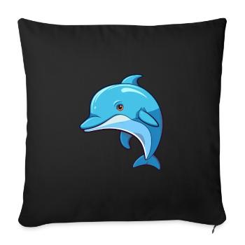 Dolphin Cute Cartoon Kawaii Watercolor Animal Pet - Sofa pillowcase 17,3'' x 17,3'' (45 x 45 cm) - black - Front