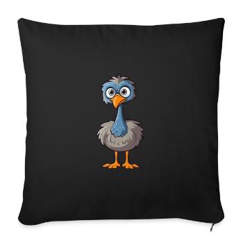 Emu Cute Cartoon Kawaii Watercolor Animal Pet - Sofa pillowcase 17,3'' x 17,3'' (45 x 45 cm) - black - Front