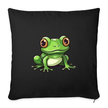 Grenouille Mignon Dessin Animé Kawaii Aquarelle Animal De Compagnie - Housse de coussin décorative 45 x 45 cm - noir - Devant