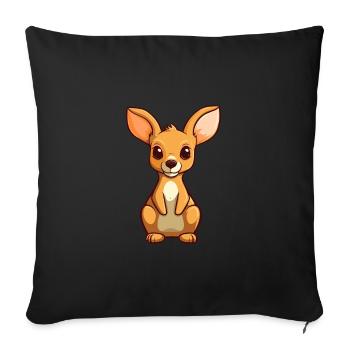Kangaroo Cute Cartoon Kawaii Watercolor Animal Pet - Sofa pillowcase 17,3'' x 17,3'' (45 x 45 cm) - black - Front