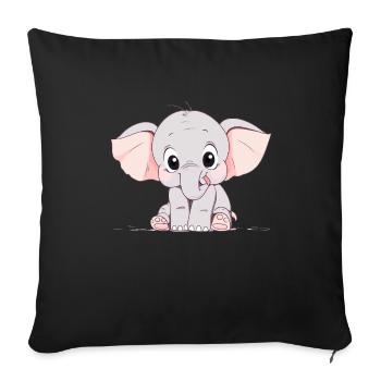 Mignon petit éléphant - Housse de coussin décorative 45 x 45 cm - noir - Devant