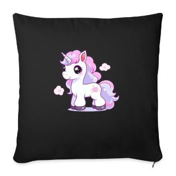 Pretty little unicorn - Sofa pillowcase 17,3'' x 17,3'' (45 x 45 cm) - black - Front