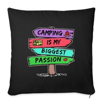 Camping Statement Motorhome Heart Camper Relax - Sofa pillowcase 17,3'' x 17,3'' (45 x 45 cm) - black - Front