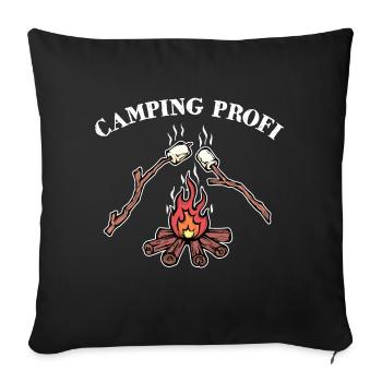 Campsite Campfire Statement Camping Hiker - Sofa pillowcase 17,3'' x 17,3'' (45 x 45 cm) - black - Front