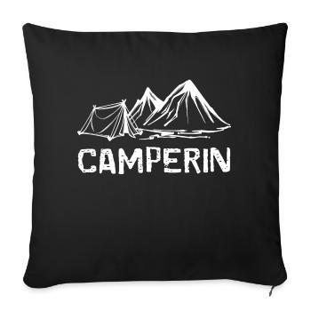 Camping Berge Zelten Wanderer Ferien Natur Relaxen - Sofakissenbezug 45 x 45 cm - Schwarz - Vorne
