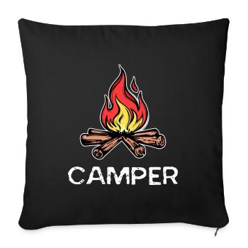 Campfire Saying Camper Camping Campsite - Sofa pillowcase 17,3'' x 17,3'' (45 x 45 cm) - black - Front