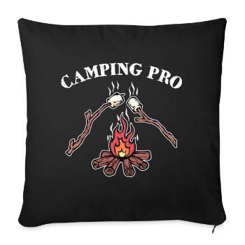 Camping Statement Campsite Campfire Camping - Sofa pillowcase 17,3'' x 17,3'' (45 x 45 cm) - black - Front