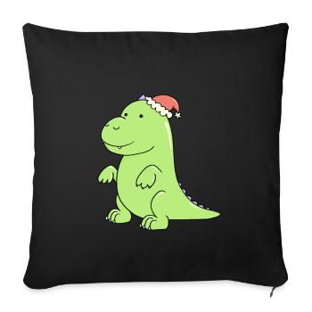 a cute dinosaur at Christmas - Sofa pillowcase 17,3'' x 17,3'' (45 x 45 cm) - black - Front