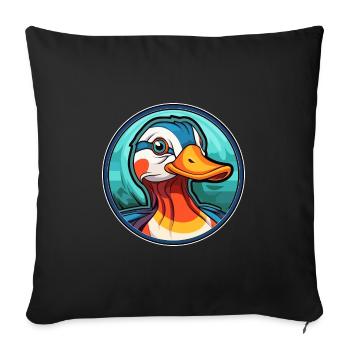 Canard mandarin vitrail coloré Cartoon Kawai - Housse de coussin décorative 45 x 45 cm - noir - Devant