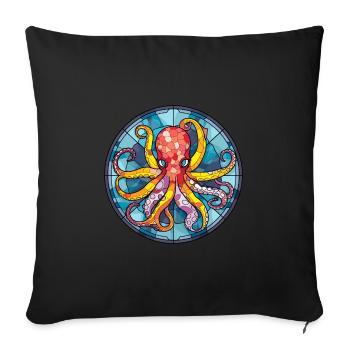 Octopus Stained Glass Colorful Cartoon Kawaii Anim - Sofa pillowcase 17,3'' x 17,3'' (45 x 45 cm) - black - Front
