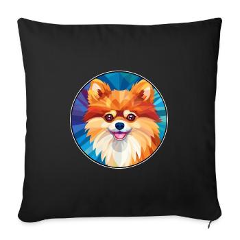 Pomeranian Hund Buntes Glas Bunte Karikatur Kawa - Sofakissenbezug 45 x 45 cm - Schwarz - Vorne
