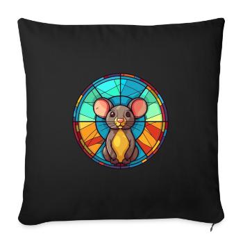 Mouse Stained Glass Colorful Cartoon Kawaii Animal - Sofa pillowcase 17,3'' x 17,3'' (45 x 45 cm) - black - Front
