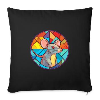 Rat Stained Glass Colorful Cartoon Kawaii Animal - Sofa pillowcase 17,3'' x 17,3'' (45 x 45 cm) - black - Front
