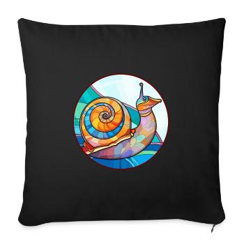Snail Stained Glass Colorful Cartoon Kawaii Animal - Sofa pillowcase 17,3'' x 17,3'' (45 x 45 cm) - black - Front