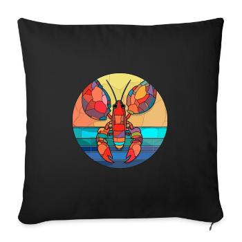 Lobster Stained Glass Colorful Cartoon Kawaii Anim - Sofa pillowcase 17,3'' x 17,3'' (45 x 45 cm) - black - Front