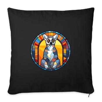 Lemur Stained Glass Colorful Cartoon Kawaii Animal - Sofa pillowcase 17,3'' x 17,3'' (45 x 45 cm) - black - Front