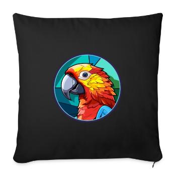 Papagei Buntglas Bunte Karikatur Kawaii Anima - Sofakissenbezug 45 x 45 cm - Schwarz - Vorne