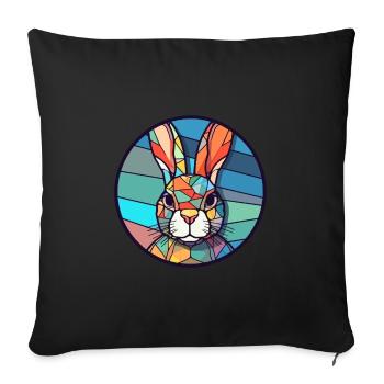 Hasen-Buntglas-Bunt-Cartoon-Kawaii-Tier - Sofakissenbezug 45 x 45 cm - Schwarz - Vorne