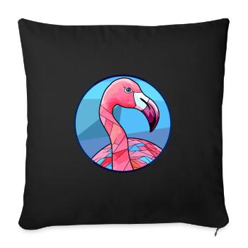 Flamant rose vitrail coloré dessin animé Kawaii Ani - Housse de coussin décorative 45 x 45 cm - noir - Devant