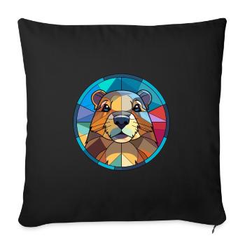 Groundhog Stained Glass Colorful Cartoon Kawaii An - Sofa pillowcase 17,3'' x 17,3'' (45 x 45 cm) - black - Front