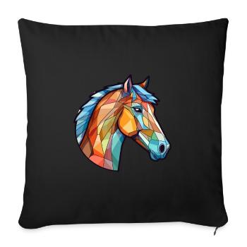 Cheval vitrail coloré dessin animé Kawaii Animal - Housse de coussin décorative 45 x 45 cm - noir - Devant