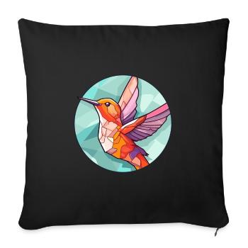 Hummingbird Stained Glass Colorful Cartoon Kawaii - Sofa pillowcase 17,3'' x 17,3'' (45 x 45 cm) - black - Front