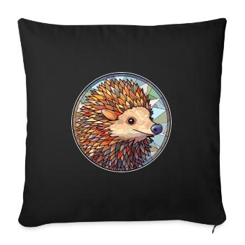 Igel Bunte Karikatur Kawaii Ani - Sofakissenbezug 45 x 45 cm - Schwarz - Vorne