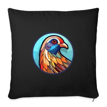 Perdrix vitrail coloré dessin animé Kawaii An - Housse de coussin décorative 45 x 45 cm - noir - Devant