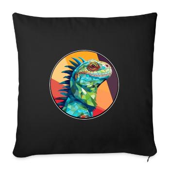 Leguan Buntglas Bunte Karikatur Kawaii Anima - Sofakissenbezug 45 x 45 cm - Schwarz - Vorne