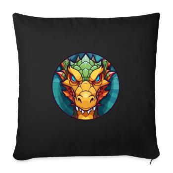 Drache Buntes Glas Bunte Karikatur Kawaii Anima - Sofakissenbezug 45 x 45 cm - Schwarz - Vorne
