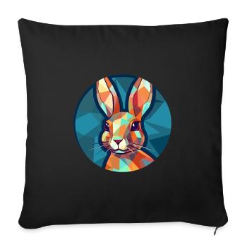 Lapin vitrail coloré dessin animé Kawaii Anima - Housse de coussin décorative 45 x 45 cm - noir - Devant