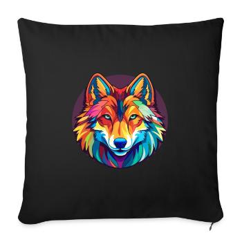 Wolf Stained Glass Colorful Cartoon Kawaii Animal - Sofa pillowcase 17,3'' x 17,3'' (45 x 45 cm) - black - Front