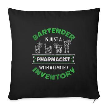 Barman Comptoir Whisky Barmaid - Housse de coussin décorative 45 x 45 cm - noir - Devant