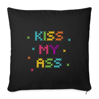 Arc-en-ciel point de croix mot Art Design - Housse de coussin décorative 45 x 45 cm - noir - Devant