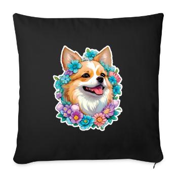 Pomeranian Zwergspitz - Sofa pillowcase 17,3'' x 17,3'' (45 x 45 cm) - black - Front